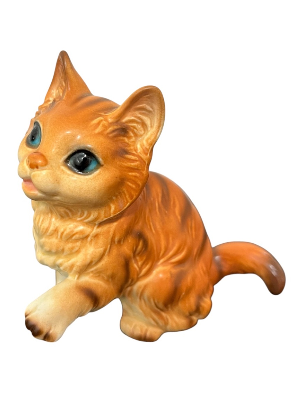 Vintage 50’s Norcrest Orange Striped Ceramic Cat Figurine